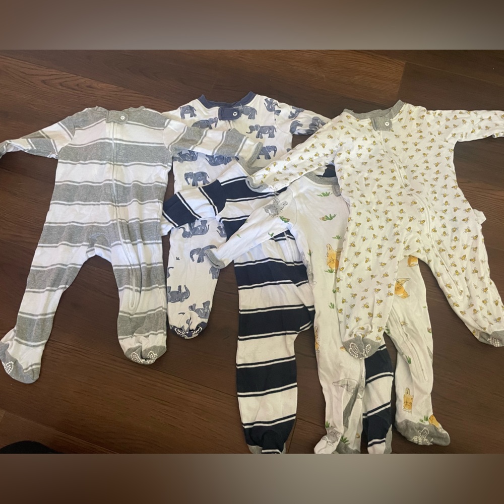 5 Burt's bees baby's footie pajamas all cotton!!!